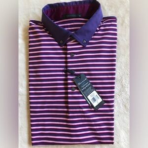 Greyson Golf Purple and Pink Striped polo Shirt